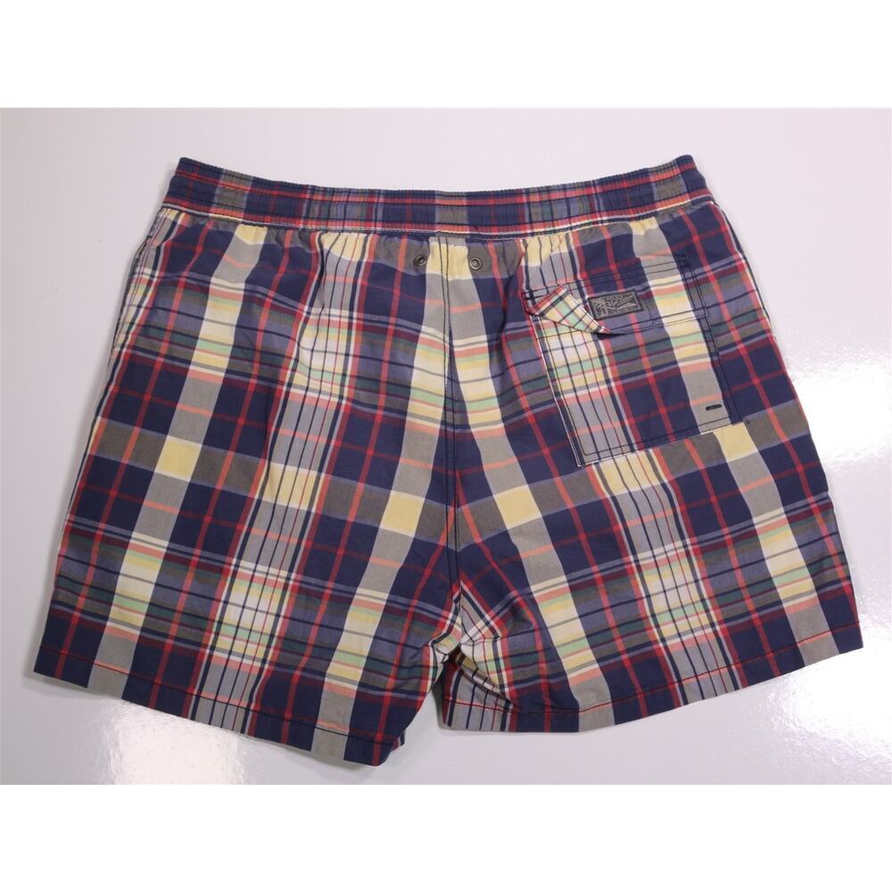 Polo Ralph Lauren Vintage Men Madras Plaid Cotton Nylon Swim Trunks Shorts Large - Picture 3 of 6